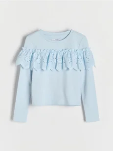 Reserved - Koszulka z ażurową falbaną - jasnoniebieski - Bluzki dla dziewczynek - miniaturka - grafika 1