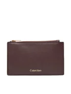 Portfele - Calvin Klein Duży Portfel Damski Foil Logo Top Zip Cardcase LV04F1090G Bordowy - miniaturka - grafika 1