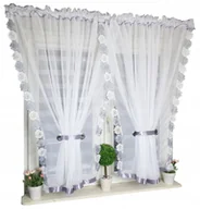 Firany - FIRANA GOTOWA 400x150 Z GIPIURĄ 8cm biało-szarą - miniaturka - grafika 1