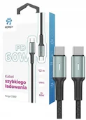 Kable - Kabel USB-C - USB-C Korgy CCB12 60W 1.2m Czarny Oplot nylonowy Dioda - miniaturka - grafika 1
