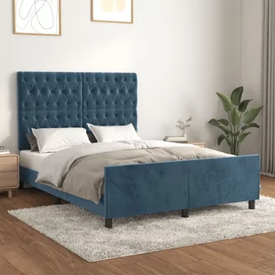 vidaXL Rama łóżka z zagłówkiem, ciemnoniebieska, 140x190 cm, aksamitna - Inne meble do sypialni vidaXL Rama łóżka z zagłówkiem, ciemnoniebieska, 140x190 cm, aksamitna - Inne meble do sypialni - miniaturka - grafika 1