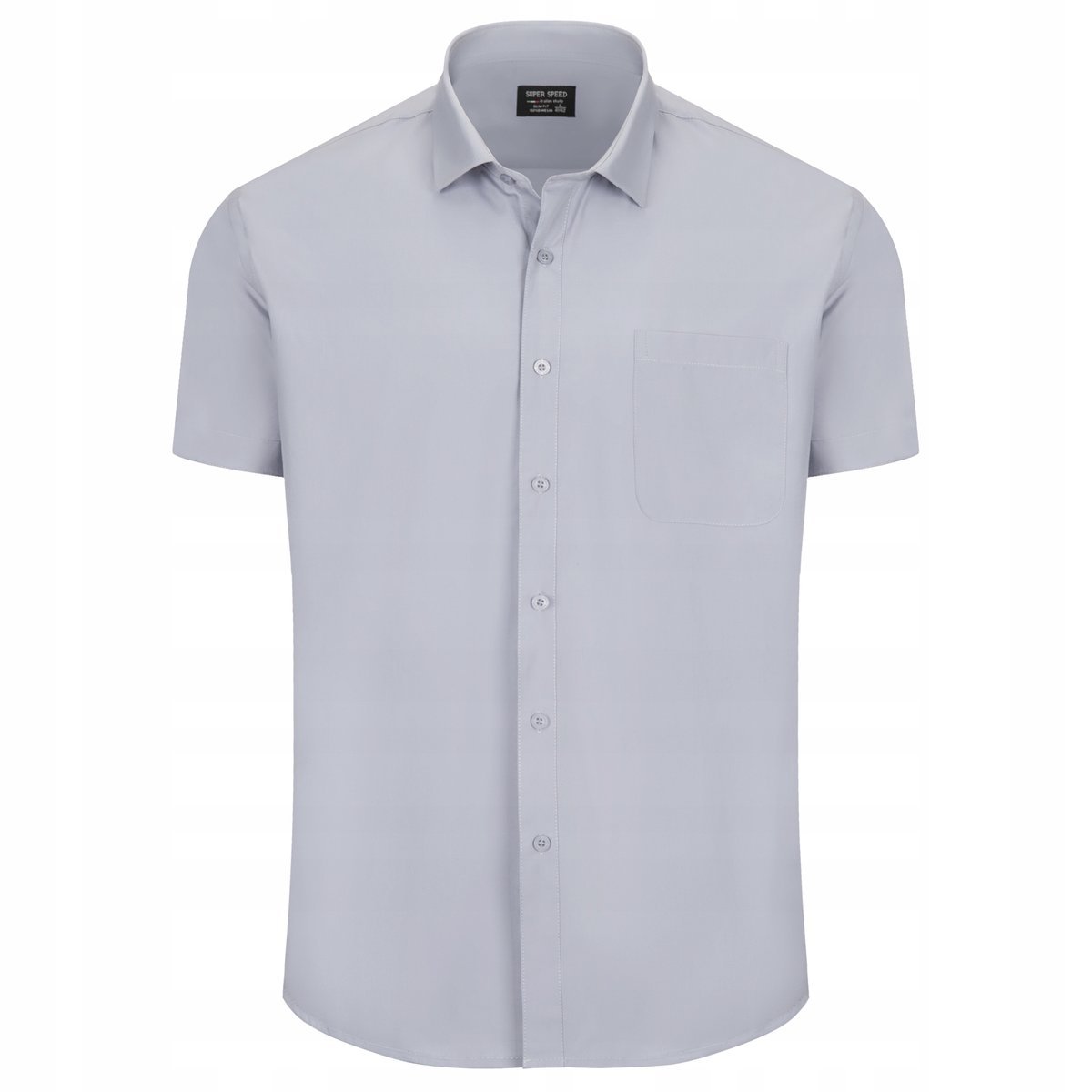 KOSZULA SZARA POPIELATA ELEGANCKA KLASYCZNA - KRÓTKI RĘKAW - 45/46