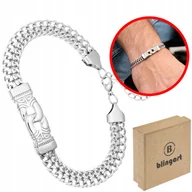 Bransolety męskie - Bransoletka męska AZTECKIE wzory PANCERKA regulowana stal szlachetna 316L - miniaturka - grafika 1