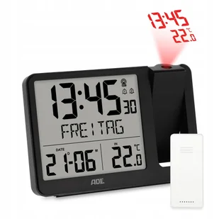Zegar elektroniczny z projektorem Ade 15,5 x 10,5 x 4 cm czarny - Stacje pogodowe - miniaturka - grafika 1