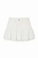 Sukienki i spódniczki dla dziewczynek - Desigual spódnica jeansowa dziecięca kolor biały mini rozkloszowana - miniaturka - grafika 1