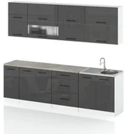 Meble kuchenne - Meble Kuchenne Szary Połysk Kuchnia Robo Lux 2.6m Duża Nowoczesna Modułowa - miniaturka - grafika 1