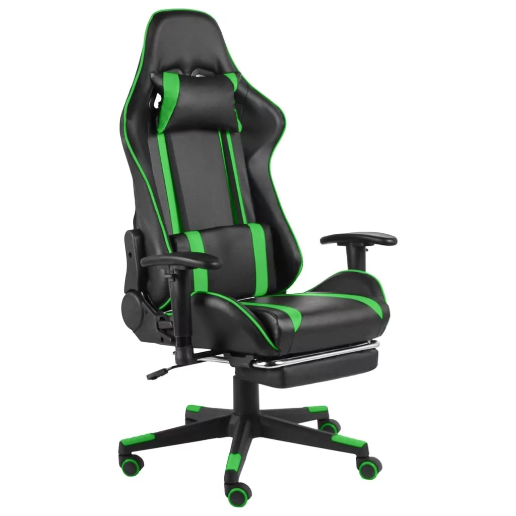 vidaXL Lumarko Obrotowy fotel gamingowy z podnóżkiem, zielony, PVC 20486