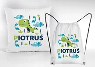 Plecaki worki - PODUSZKA + WOREK Do Przedszkola Dinozaur + IMIĘ - miniaturka - grafika 1