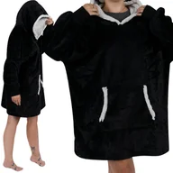 Bluzy damskie - Koc Bluza Oversize Ciepła Gruba Kocobluza 2w1 XXL Futrzak z Kapturem Długa RUHHY - miniaturka - grafika 1