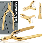 Akcesoria do paznokci - Cążki do skórek paznokci obcinaczki nożyczki kosmetyczne manicure gabinet SPA złote - miniaturka - grafika 1