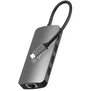 Media-Tech Adapter 8w1 MT5044 Hub Pro USB-C to 3x USB 3.0 + HDMI + USB-C PD + RJ45 + czytnik microSD SD MT5044 - Czytniki kart pamięci - miniaturka - grafika 1
