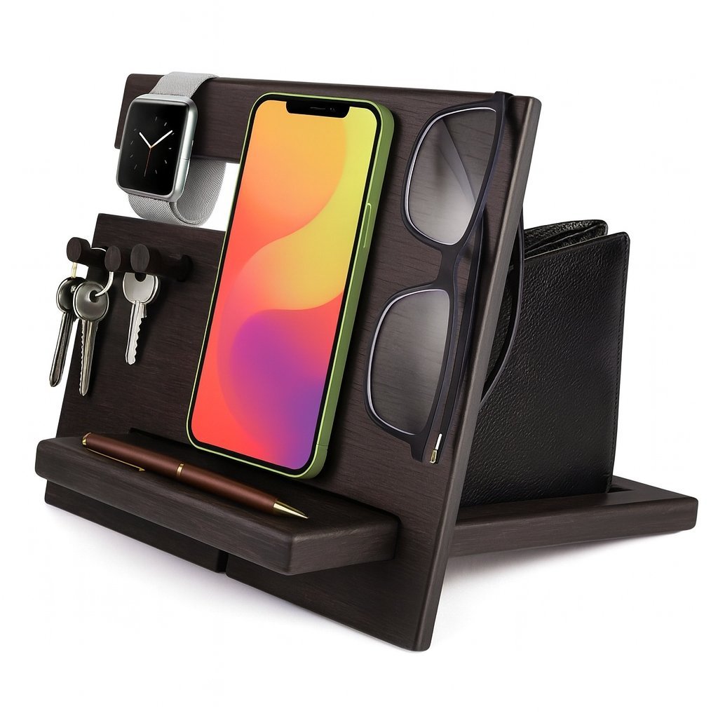 DREWNIANY STOJAK NA AKCESORIA ORGANIZER TACA WYSTAWOWA - PIĘKNY PREZENT