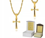 Biżuteria dla dzieci - Złoty łańcuszek srebro pozłacane krzyżyk 50 cm DEDYKACJA S3K17 - miniaturka - grafika 1