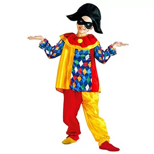 Czapki dla dzieci - Widmann Widmann 38608 - kostium dziecięcy Harlekin, górna część z kołnierzem, spodnie, czapka, maska, klaun, ptak zabawny, podwórze, karnawał i impreza tematyczna WDM38608 - grafika 1