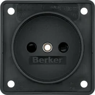 Gniazdka elektryczne - Berker Integro Flow Berker Gniazdo bez uziemieniaz podwyższona ochroną styków, mechanizm, czarny, mat - miniaturka - grafika 1