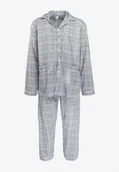 Piżamy męskie - Szara 2-częściowa Piżama w Kratę Liaves - miniaturka - grafika 1