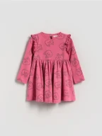Sukienki i spódniczki dla dziewczynek - Reserved - Bawełniana sukienka z nadrukiem - różowy - miniaturka - grafika 1