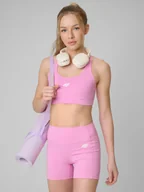 Bielizna sportowa damska - 4F Biustonosz treningowy z niskim wsparciem damski - różowy XS - miniaturka - grafika 1