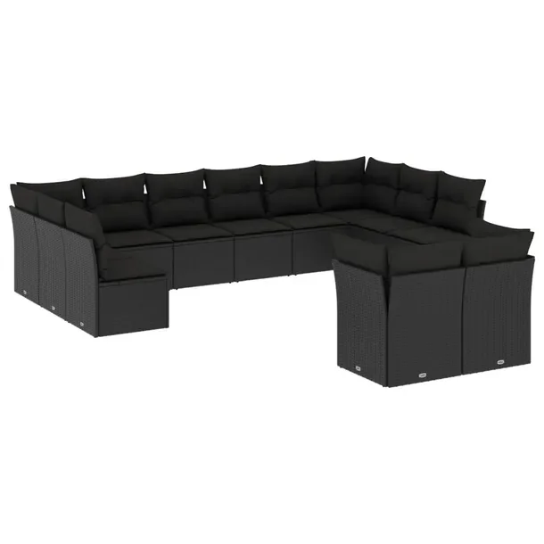 Modułowy zestaw mebli ogrodowych z poduszkami, czarny, wymiary: 55x62x69 c