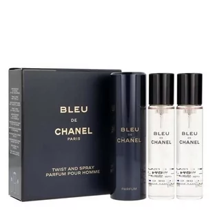 Chanel Bleu Parfum 3x20ml Twist And Spray + Ozdobny Atomizer - Wody i perfumy męskie - miniaturka - grafika 1