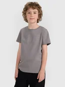 Koszulki dla chłopców - 4F T-shirt regular z nadrukiem chłopięcy - szary 158 (12-13 lat) - miniaturka - grafika 1