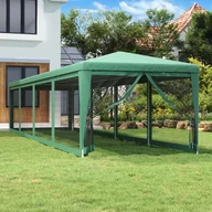 Pawilony ogrodowe - Namiot imprezowy z 10 ścianami z siatki, zielony, 3x12 m, HDPE - miniaturka - grafika 1