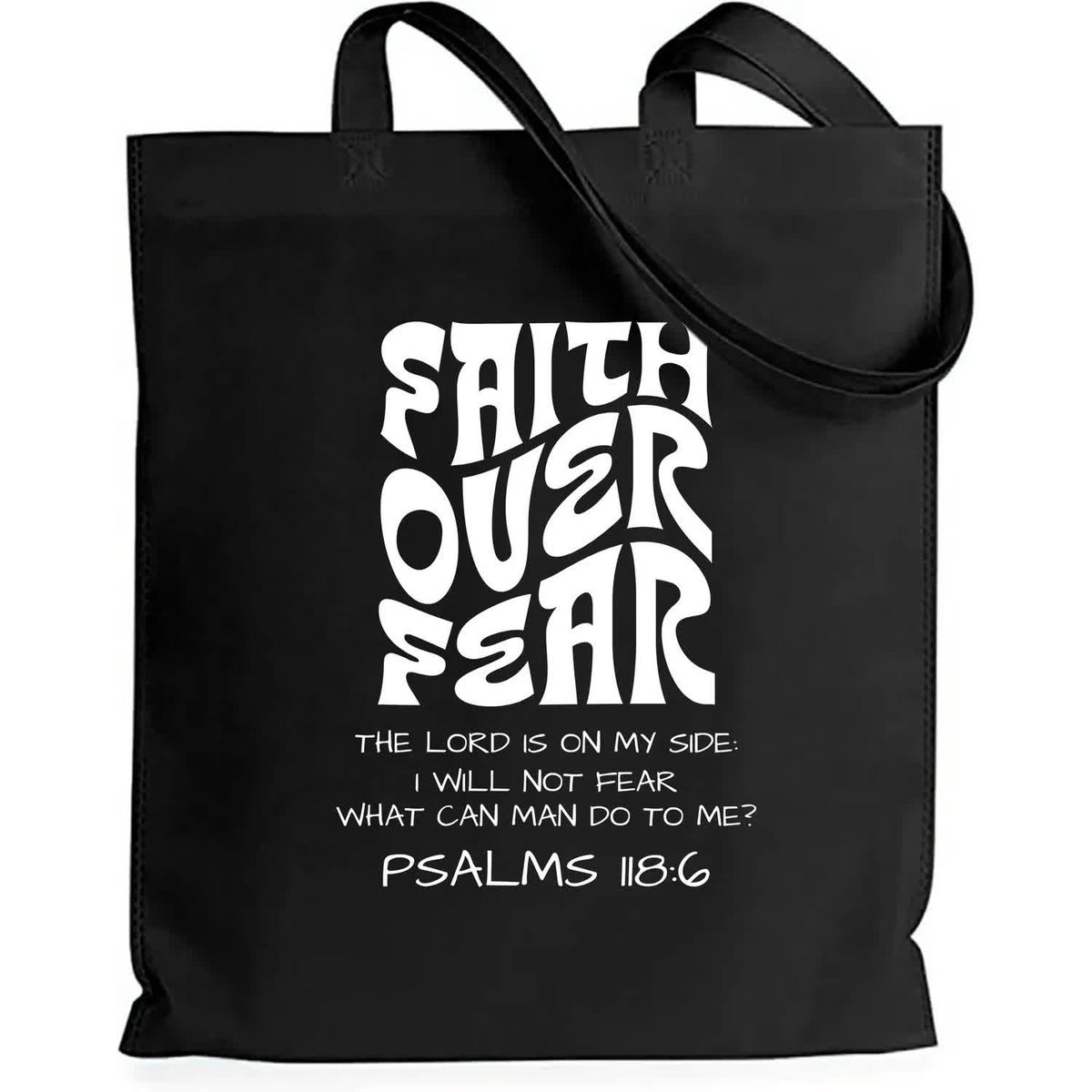 Torba EKO Czarna Bawełniana FAITH OVER FEAR Shopper Młodzieżowy Mix Wzorów