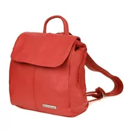 Torebki damskie - plecak SKÓRZANY damski mały B5 z klapą czerwony czerwony - miniaturka - grafika 1