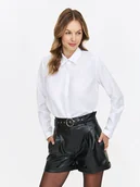 Koszule damskie - Klasyczna biała koszula z błyszczącymi guzikami - miniaturka - grafika 1