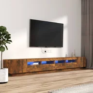 Szafki RTV - Lumarko Zestaw 3 szafek TV z oświetleniem LED, przydymiony dąb - miniaturka - grafika 1