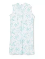 Piżamy damskie - Marlon Damska koszula nocna bez rękawów Pia z bawełny Jersey z nadrukiem, Agnes Niebieski, 46-48 - miniaturka - grafika 1