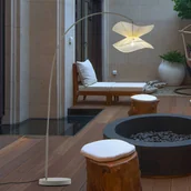 Lampy ogrodowe - Lampa stojąca zewnętrzna Lindby Valdorin, beżowy, bawełna, Ø 50 cm - miniaturka - grafika 1