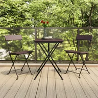 Fotele i krzesła ogrodowe - vidaXL Składane krzesła bistro, 2 szt., brązowe, polirattan i stal - miniaturka - grafika 1
