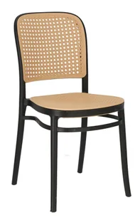 Beżowo-czarne krzesło plecione boho - Aldeo - Krzesła - miniaturka - grafika 1