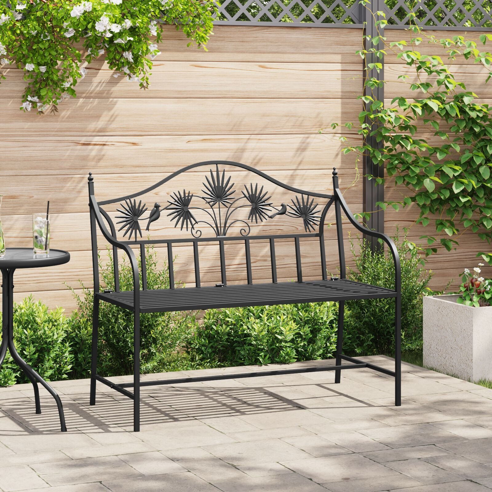 vidaXL Vintage Metal Bench Czarny Stal malowana proszkowo Standard
