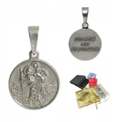 Dewocjonalia - Srebrny Medalik Próba 925 Święty Krzysztof Okrągły Dla Kierowców Na Prezent - miniaturka - grafika 1