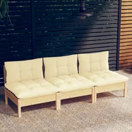 Sofy ogrodowe - shumee 3 osobowa sofa ogrodowa z kremowymi poduszkami drewno sosnowe - miniaturka - grafika 1