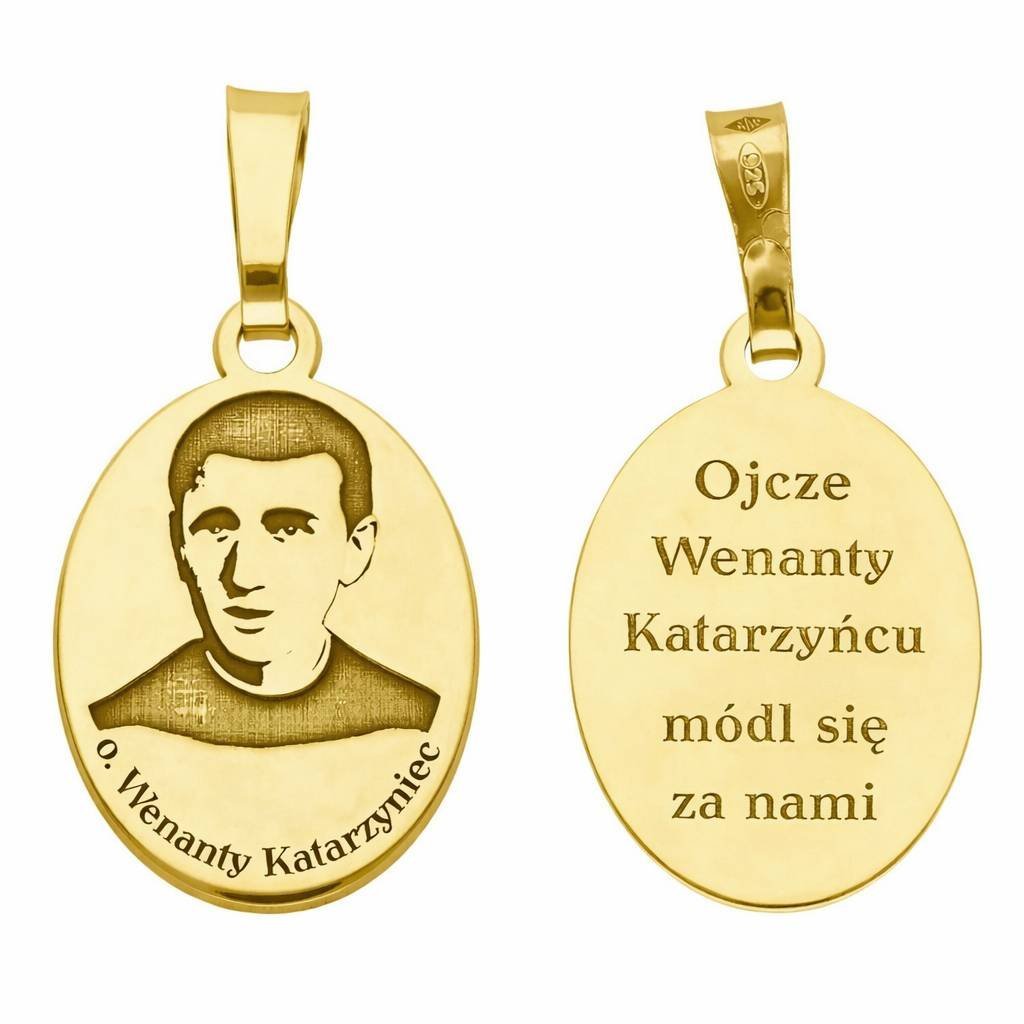 Medalik srebrny Ag 925 pozłacany o. Katarzyniec MDC119G