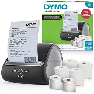 Drukarka etykiet DYMO LabelWriter 5XL i etykiety | 2 x duże etykiety wysyłkowe LW (220 w rolce) | 4 x bardzo duże etykiety wysyłkowe (140 w rolce) | 2-stykowa wtyczka UE - Etykiety do drukarek - miniaturka - grafika 1