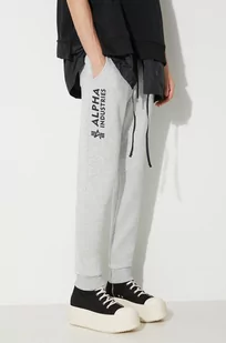 Alpha Industries spodnie dresowe kolor szary z nadrukiem - Spodnie męskie - miniaturka - grafika 1