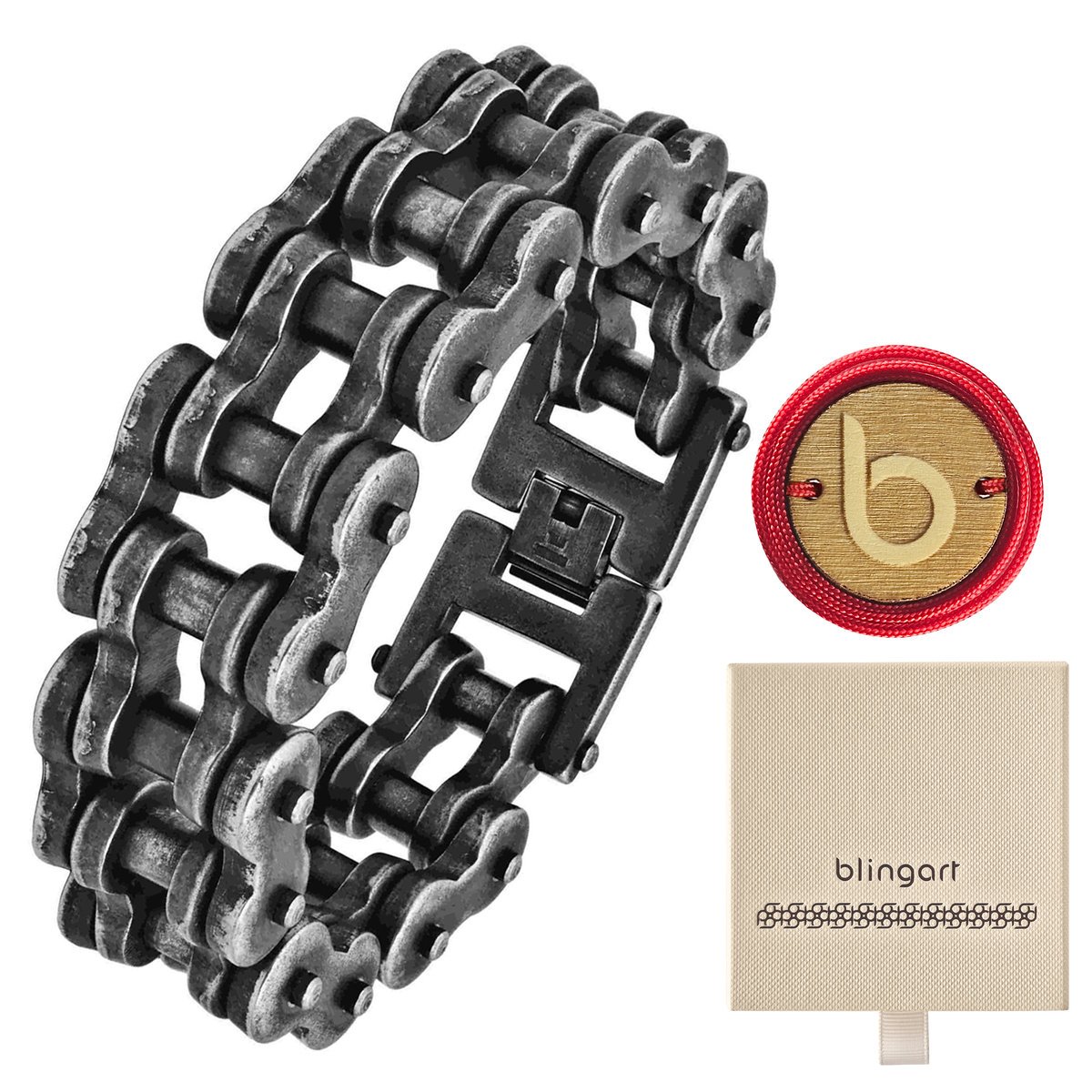 Czarna bransoletka łańcuch motocyklowy MOTO CHAIN