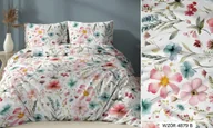 Pościel - Pościel satynowa 140x200 kolorowa kwiaty zapinana na suwak KARO Satin - miniaturka - grafika 1