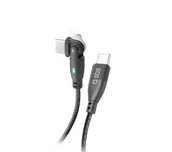 Kable USB - SBS USB-C do USB-C łamany 180° 60W 1m Czarny - miniaturka - grafika 1