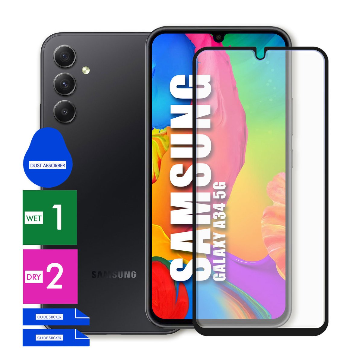 SZKŁO OCHRONNE DO SAMSUNG GALAXY A34 5G HARTOWANE 9H PEŁNE CAŁY EKRAN 5D