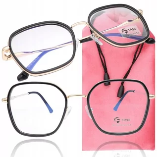 Okulary korekcyjne, oprawki, szkła - Okulary do komputera zerówki z filtrem BLF czarne - grafika 1