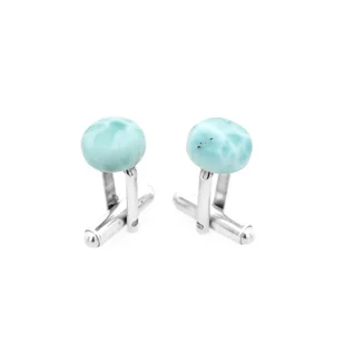 Srebrne spinki do mankietów z Larimarem (S895) ø10 - Spinki do mankietów i krawatów - miniaturka - grafika 1