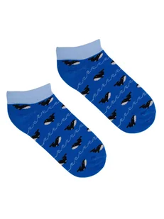 Wieloryby na niebiesko skarpetki stopki Kabak - Skarpetki męskie - miniaturka - grafika 1