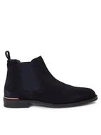 Botki męskie - Tommy Hilfiger Sztyblety Core Rwb Hilfiger Suede Chelsea FM0FM04757 Niebieski - miniaturka - grafika 1