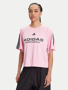 adidas T-Shirt Tiro x Common Goal Jacquard JL9213 Różowy Loose Fit - Koszulki i topy damskie - miniaturka - grafika 1