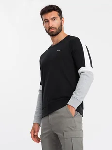 Trójkolorowa bluza męska dresowa czarna V3 OM-SSNZ-22FW-003 L - Bluzy męskie - miniaturka - grafika 1